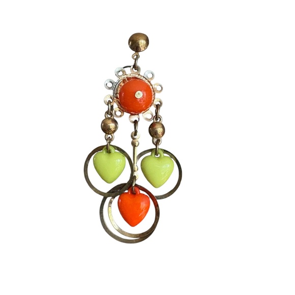 earrings hanging vintage jangle dangle fun hearts costume artsy boho girly - Picture 9 of 11